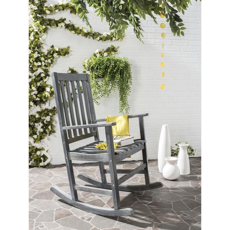 Chaise berçante d'extérieur en bois massif, Gris cendré