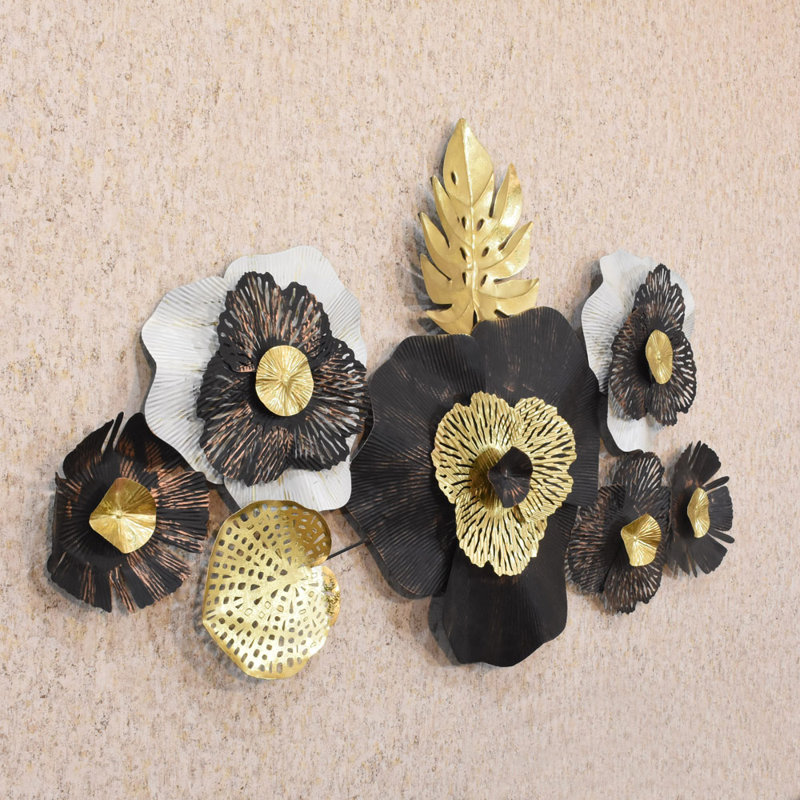 HANDMADE ECO-FRIENDLY 100% IRON FLORAL PATTERN MULTICOLOR LARGE METAL WALL DÉCOR - 58" x 24" Size, Multicolor Color, Floral Design, Metal Wall Art For Living Room, Study Room, Office