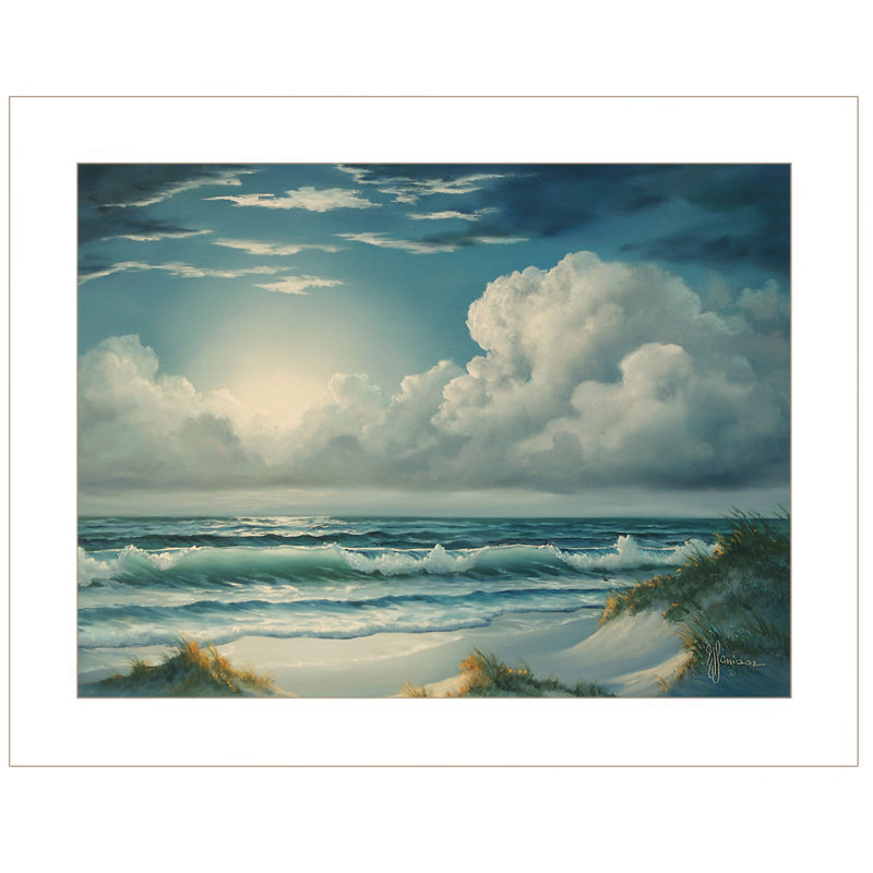 «Moon Glow» par Georgia Janisse, reproduction encadrée prête à accrocher, cadre blanc