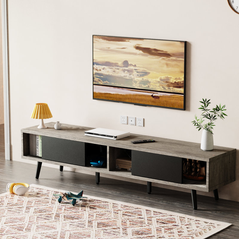 Crédence de rangement l 70 po Leibman, Gris rétro / gris anthracite