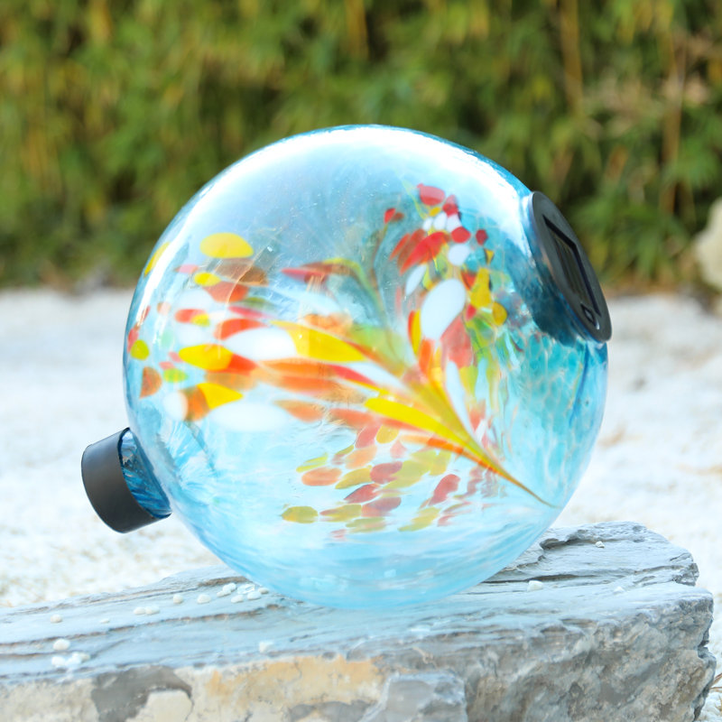 12 Inch Colorful Splash Glass Solar Gazing Ball,solar Led Globe Light, Decorative Outdoor Accent For Garden, Patio & Lawn,outdoor Decor