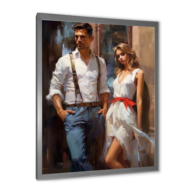 «Before The Dance Young Couple», reproduction sur toile, H 20 po x l 12 po x P 1 po, Cadre simple argenté