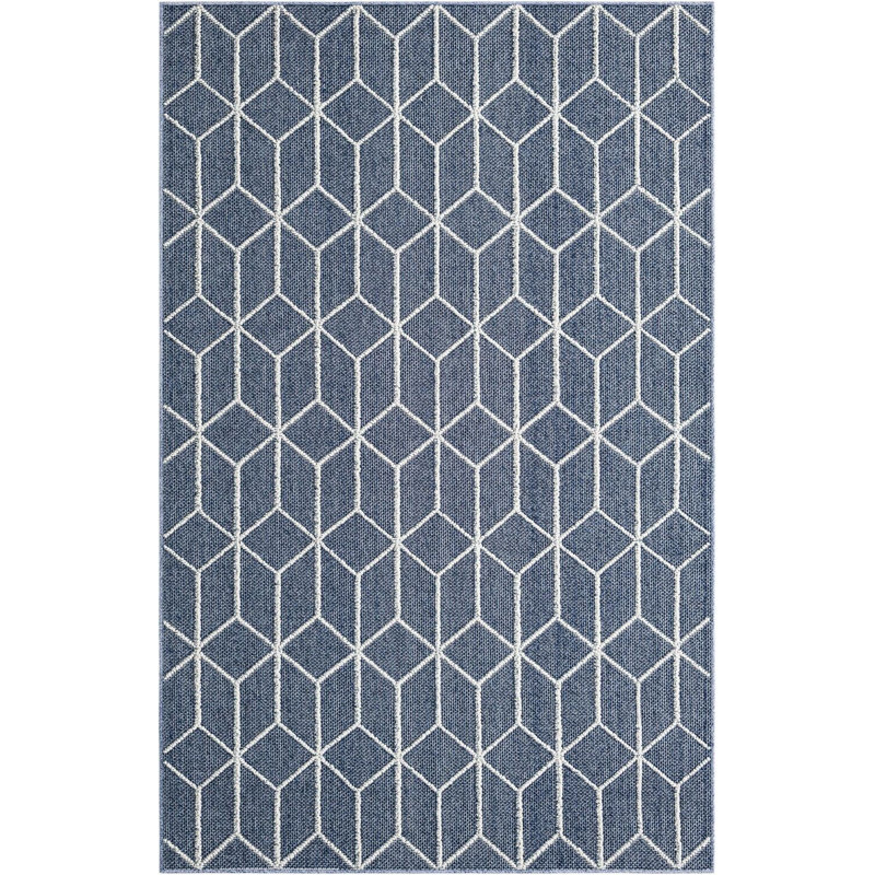 Contemporary Ohanlon Area Rug Navy Blue Color, Rectangle 5'3" x 8'