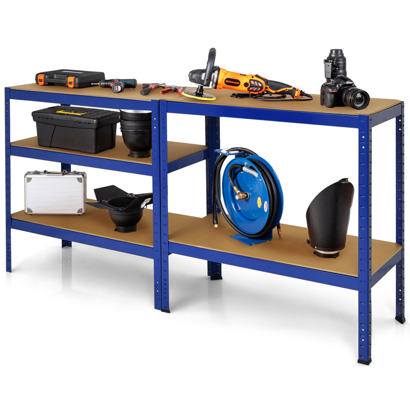 Aleycia 36'' W Steel Height -Adjustable Shelving Unit, Blue
