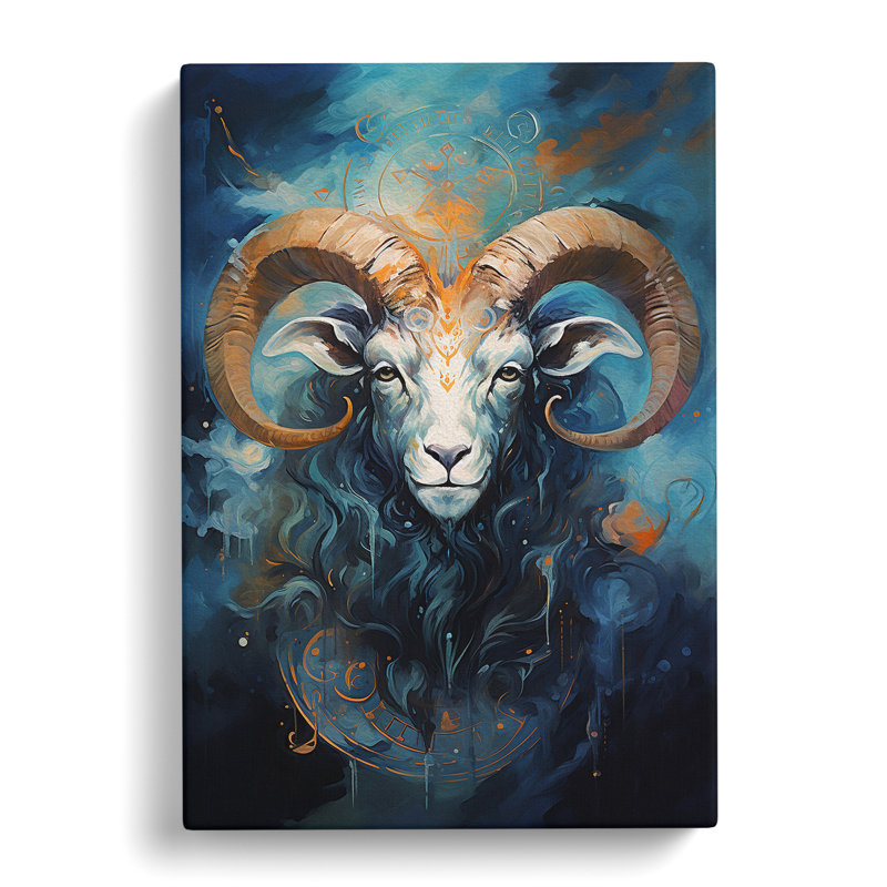 Capricorn Zodiac Gestural Art - No Frame Print, 60cm H x 40cm W x 3cm D