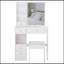 Petit meuble-lavabo de 29,2 po avec tabouret de bureau et tabouret rembourré, très grand miroir coulissant à droite, rangement multicouche à grande capacité, commode pratique et pratique, convient aux petits espaces-1388777279