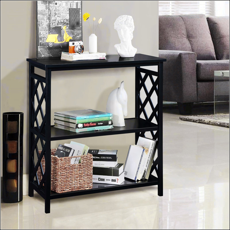 Console Table 3-Tier With Storage Shelves, Black