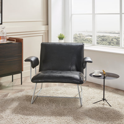 Klara Faux Leather Armchair with Metal Sled Base