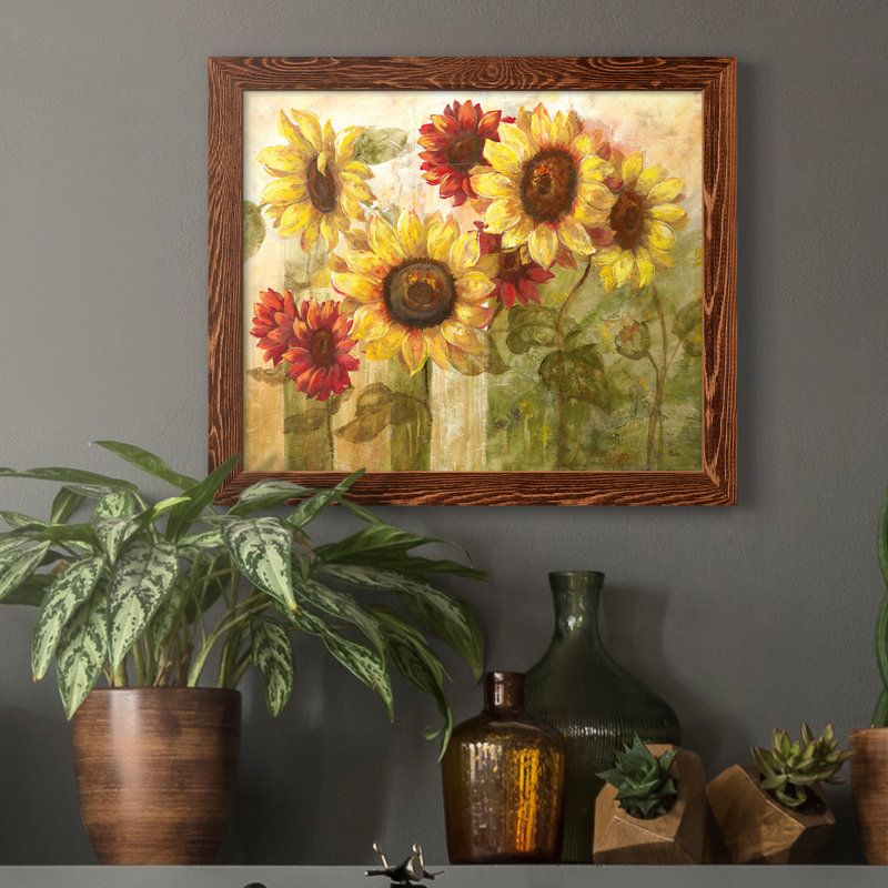 Tournesol délice - Cadre photo, reproduction d'art sur papier, H 20 po x l 17 po x P 1,5 po, Érable