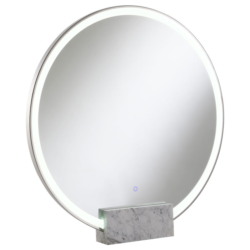 Finition contemporaine - Miroir de salle de bain rond Kovin, Chrome chrome