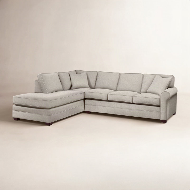 Bedford Upholstered Sectional, Java Finish, Blue Buffalo Check; 0120-61, Left Hand Facing