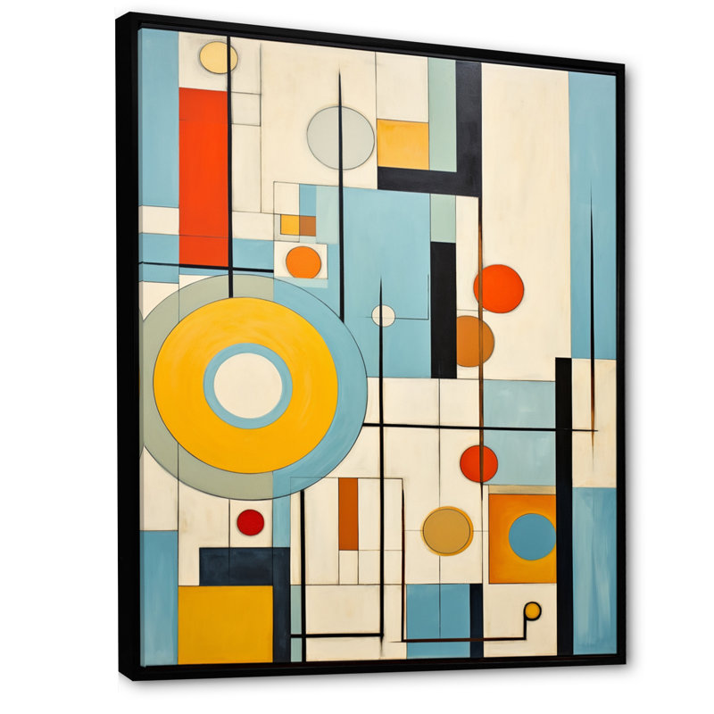 «Ilora Colorful Mid Century Mod Geometrics I», reproduction sur toile, H 20 po x l 12 po x P 1 po, Cadre flottant noir