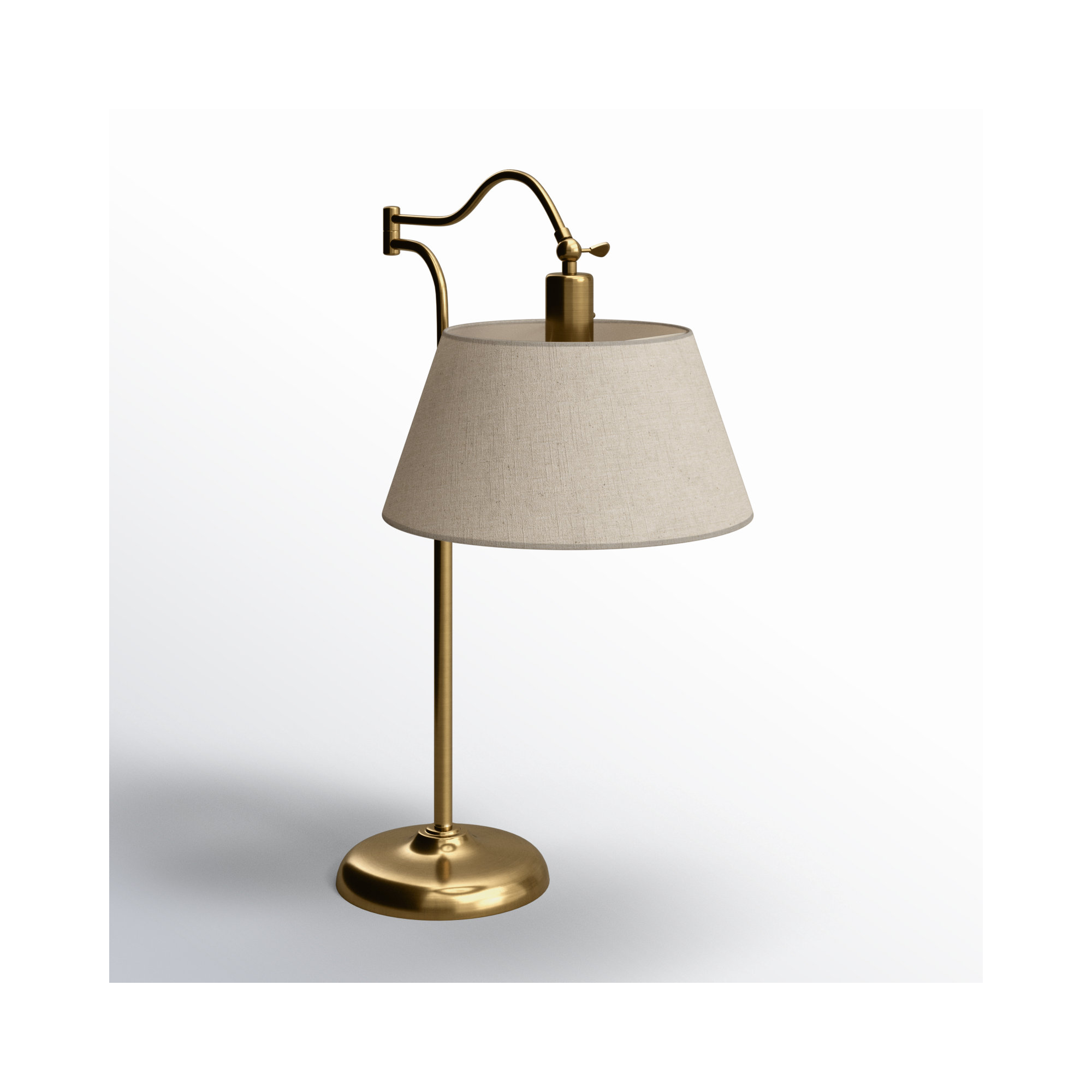 Theodora Adjustable Metal Arched Lamp, 27" H x 12.5" W x 25" D, Cream, Antique Brass