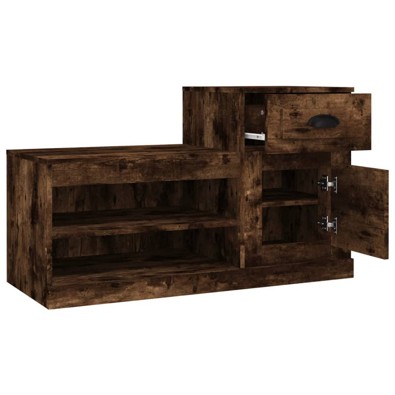 Menzen Shoe Storage Cabinet, Smoked Oak