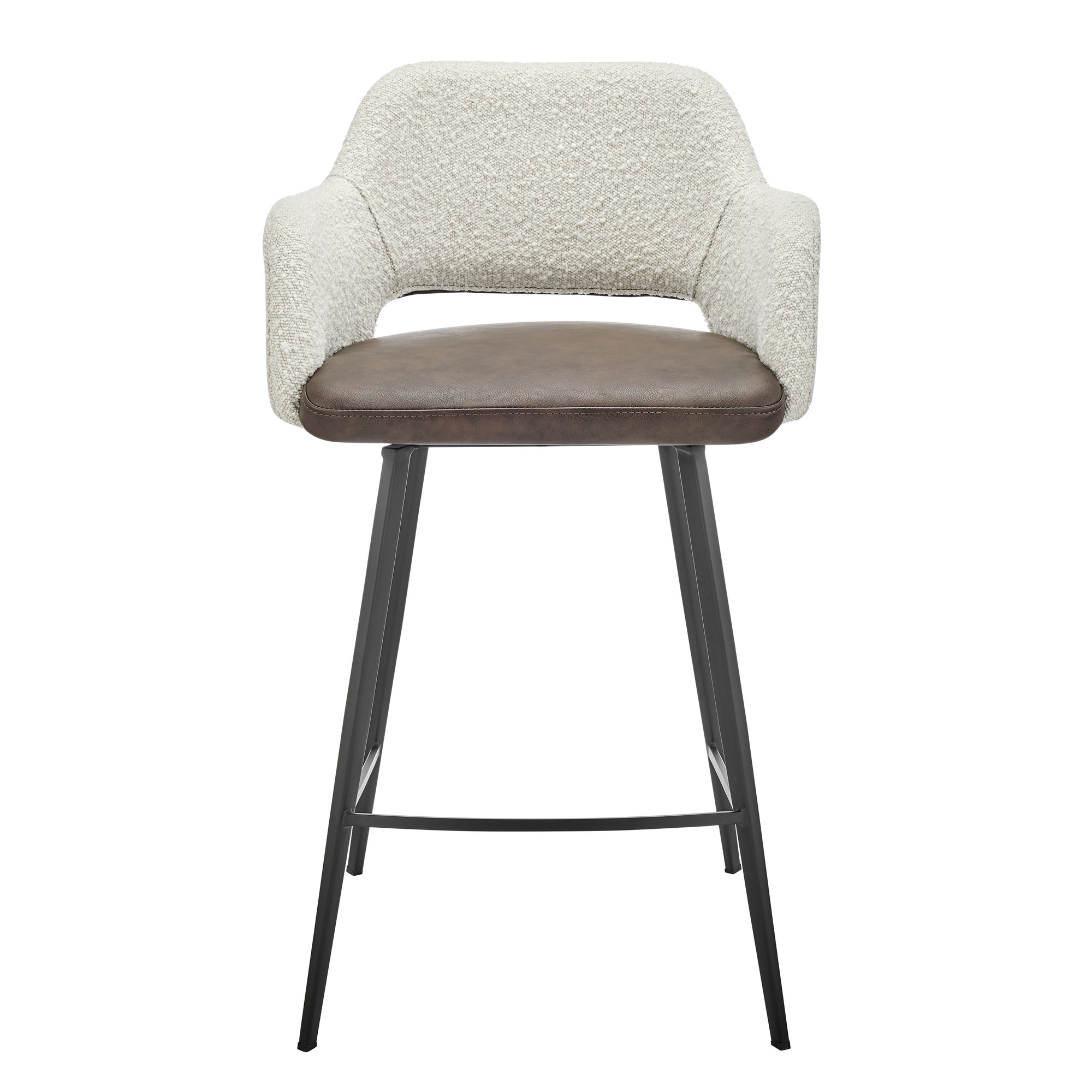 Ivonne Swivel Bar & Counter Stool, Counter Stool (25.6” Seat Height), Light Brown Faux Leather
