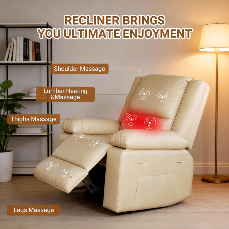 Power Lift Recliner, with Massage & Heat, Beige