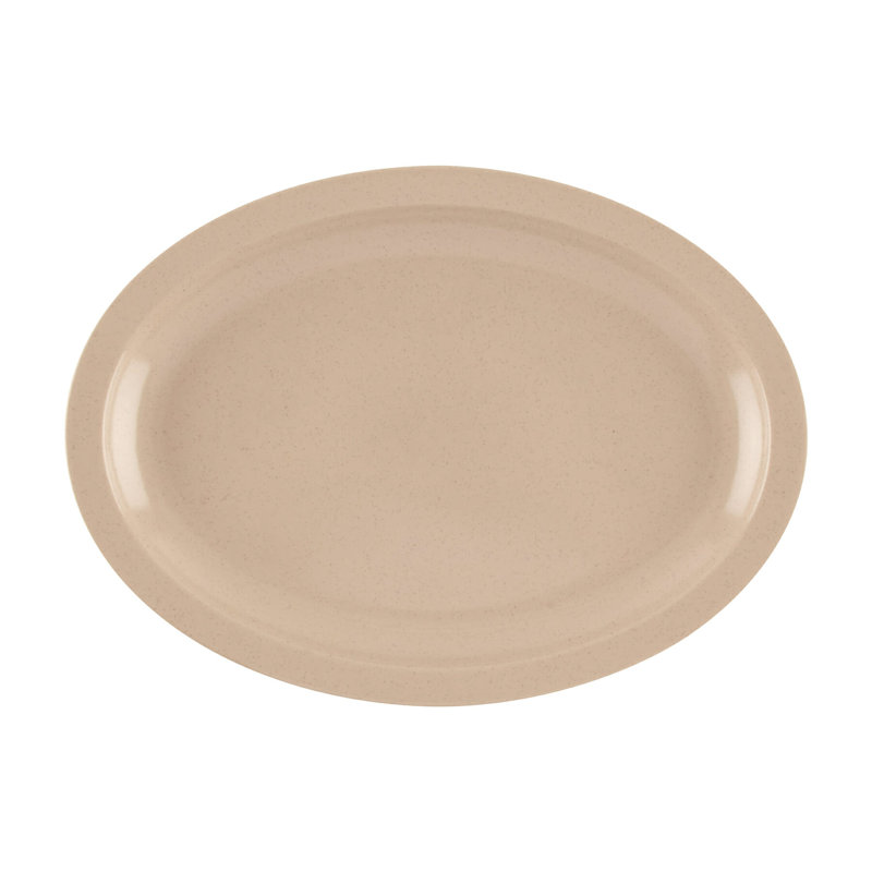 GET Plateau de service ovale en mélamine OP-610-MIX, Grès, H 1 po x L 13,25 po x l 9,75 po