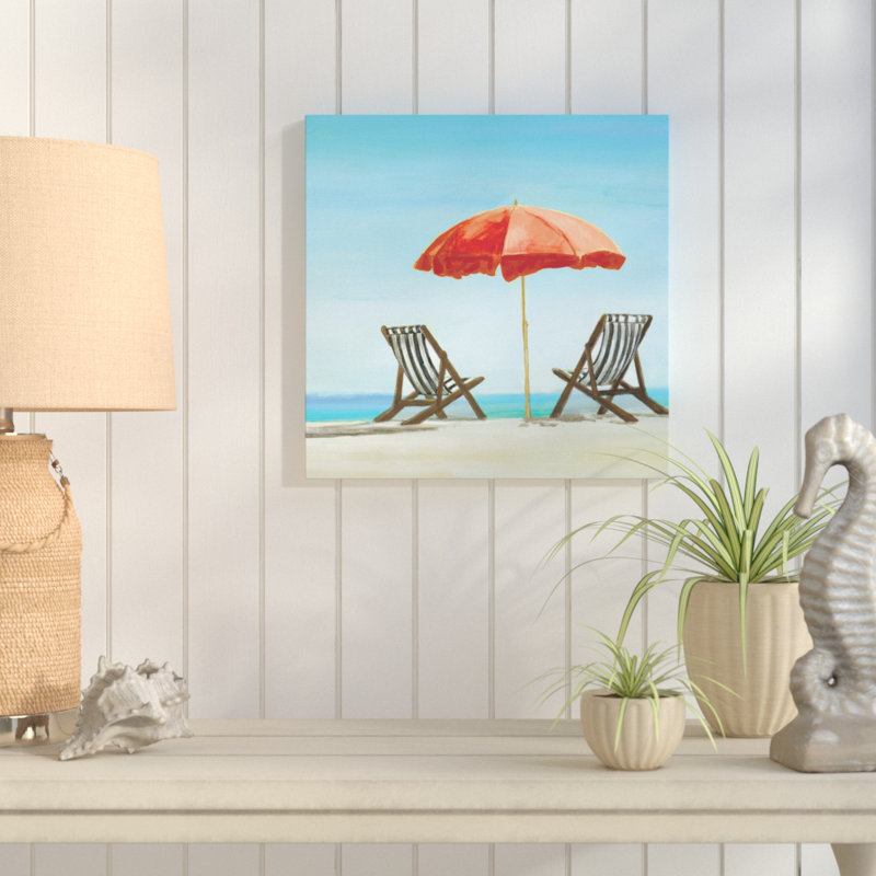 « lazy beach day », reproduction de peinture à l’acrylique sur toile, H 12 po x l 12 po, Toile tendue