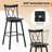  Windsor Bar Stool Set of 2 29'' Swivel Rubber Wood Dining Chairs Spacious Seat Black-1244383417