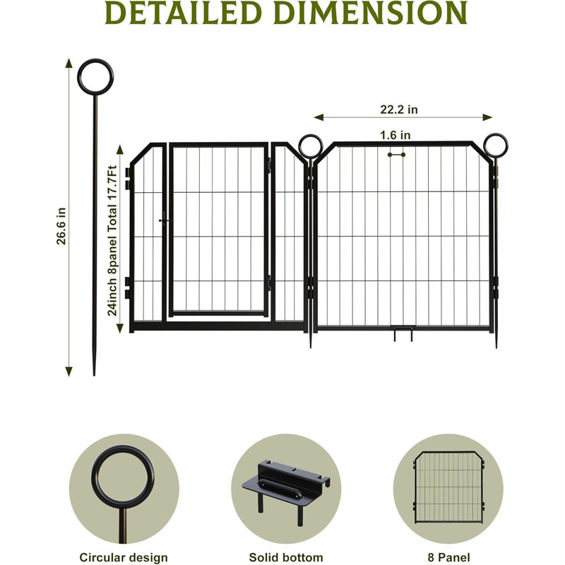 Panel Steel Pet Barrier With Door, 60.96cm H  x 56.52cm W