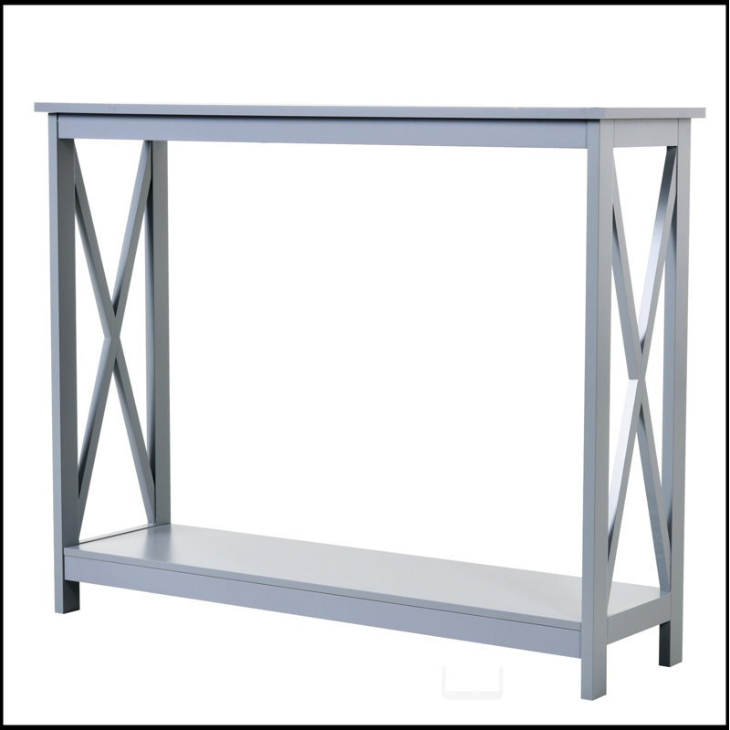 Console à 2 niveaux, table d'appoint avec tablette de rangement, conception en X pour le vestibule