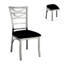 Chaise de salle à manger contemporaine en métal argenté 2 pièces avec siège en microfibre noir