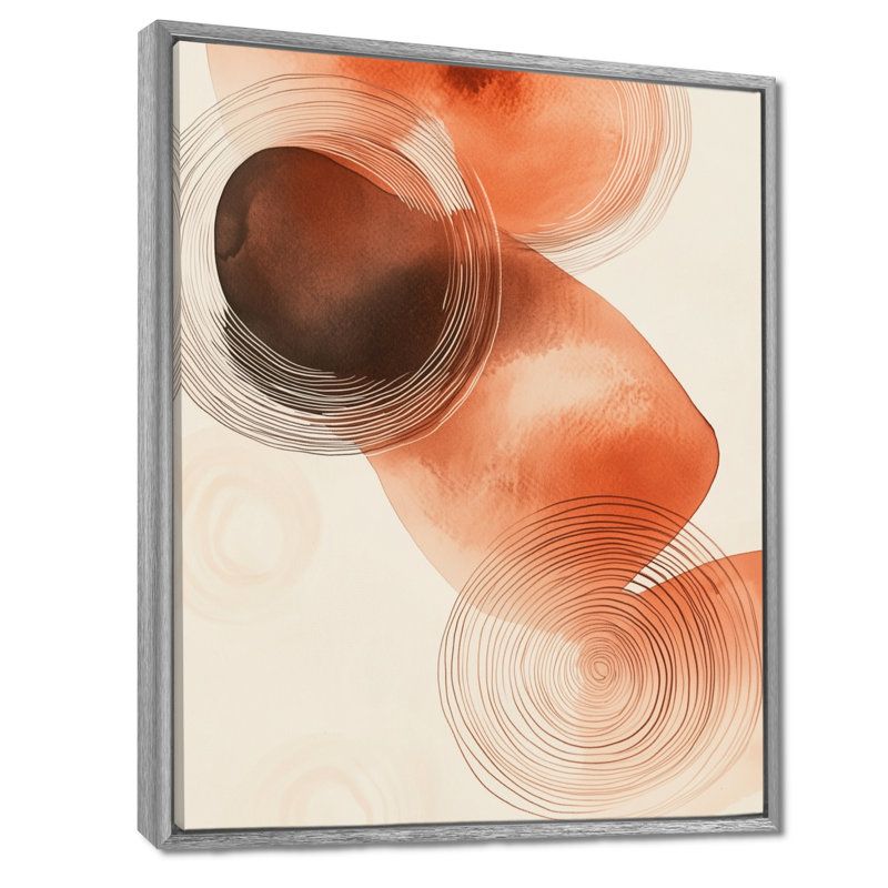 Art mural abstrait terre cuite, décor de toile boho, impulsion boho terre cuite, H 32 po x l 16 po, Encadrement argenté