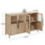 Grand buffet 55 po avec 4 portes et tablettes en verre, table de rangement de style campagne moderne pour la salle à manger, le salon et le couloir-866994768
