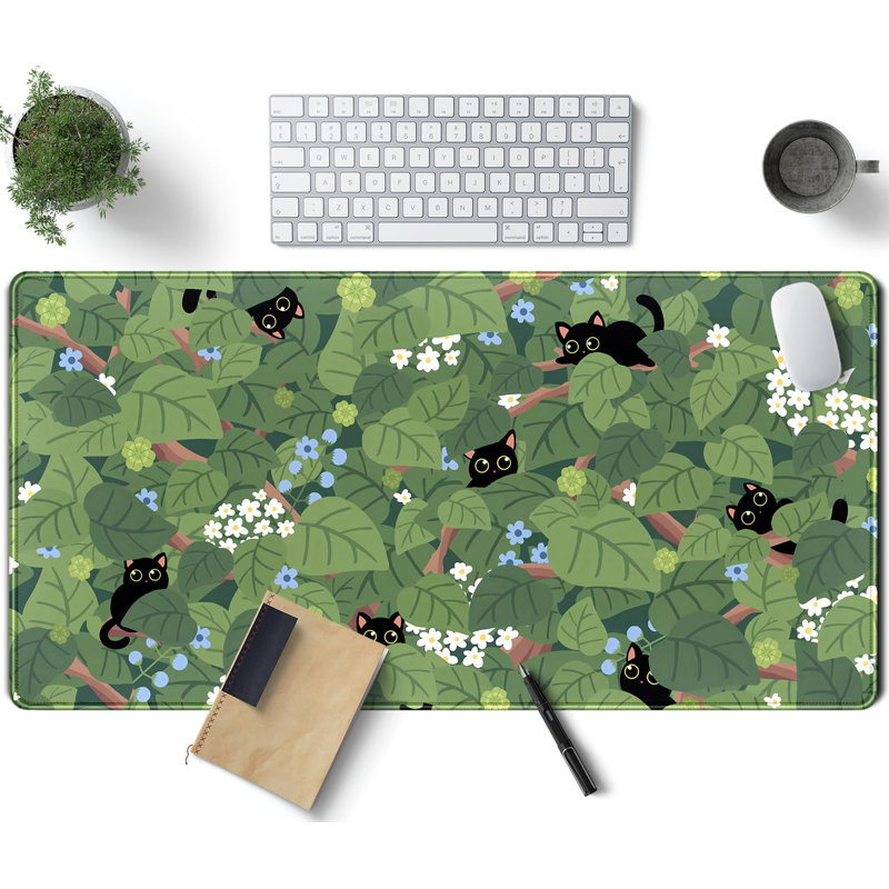 Tapis de bureau Kawaii Mignon, noir