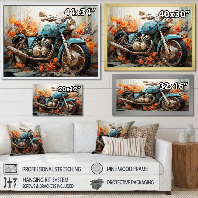 «Geometric Bike Essence I», reproduction sur toile, Toile tendue, H 30 po x l 40 po x P 1,5 po