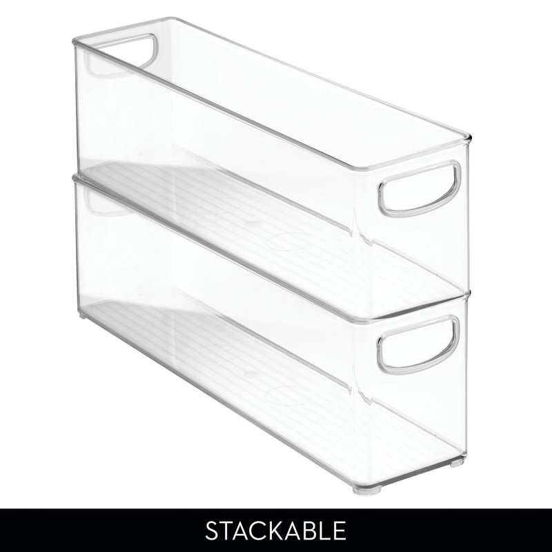 Clear Stackable Plastic Organizer Bin with Handles, 5 in. H x 4 in. W