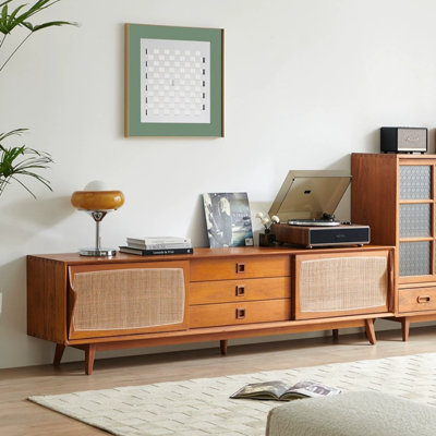 Meuble télé simple et rétro en bois massif