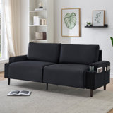 Musse 80.7'' Modern Square Armrest Cushioned Sofa With Storage Bag And Cup Holders Grey