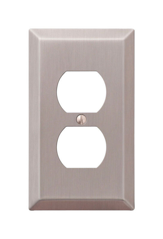 Brushed Nickel 1-Gang Duplex Outlet Steel Wall Plate