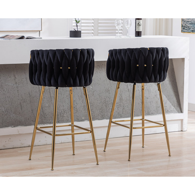 Tabourets de bar pivotants rembourrés avec structure en métal (ensemble de 2), Dossier