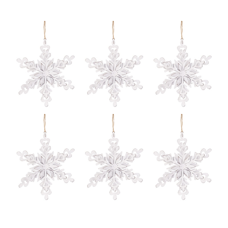 Cintres en forme de flocon de neige 6,3 x 1,8 x 6,7 po - Ensemble de 6 pour décorations d'arbre de Noël festives