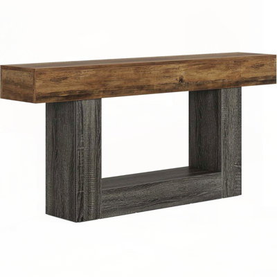63-Inch Farmhouse Console Table with U-Shaped Base - 2-Tier