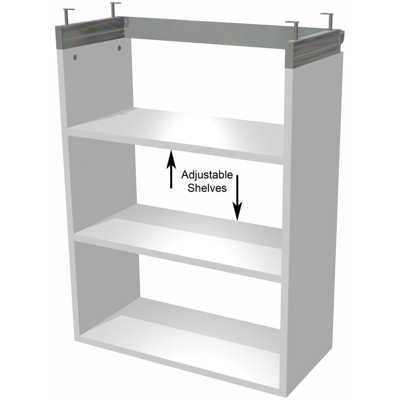3-Piece Closet System: Double Shelf-Hang with Cubby and 32" Long Hang, Silver/White Wood, 36.5" H x 108" W x 12.25" D