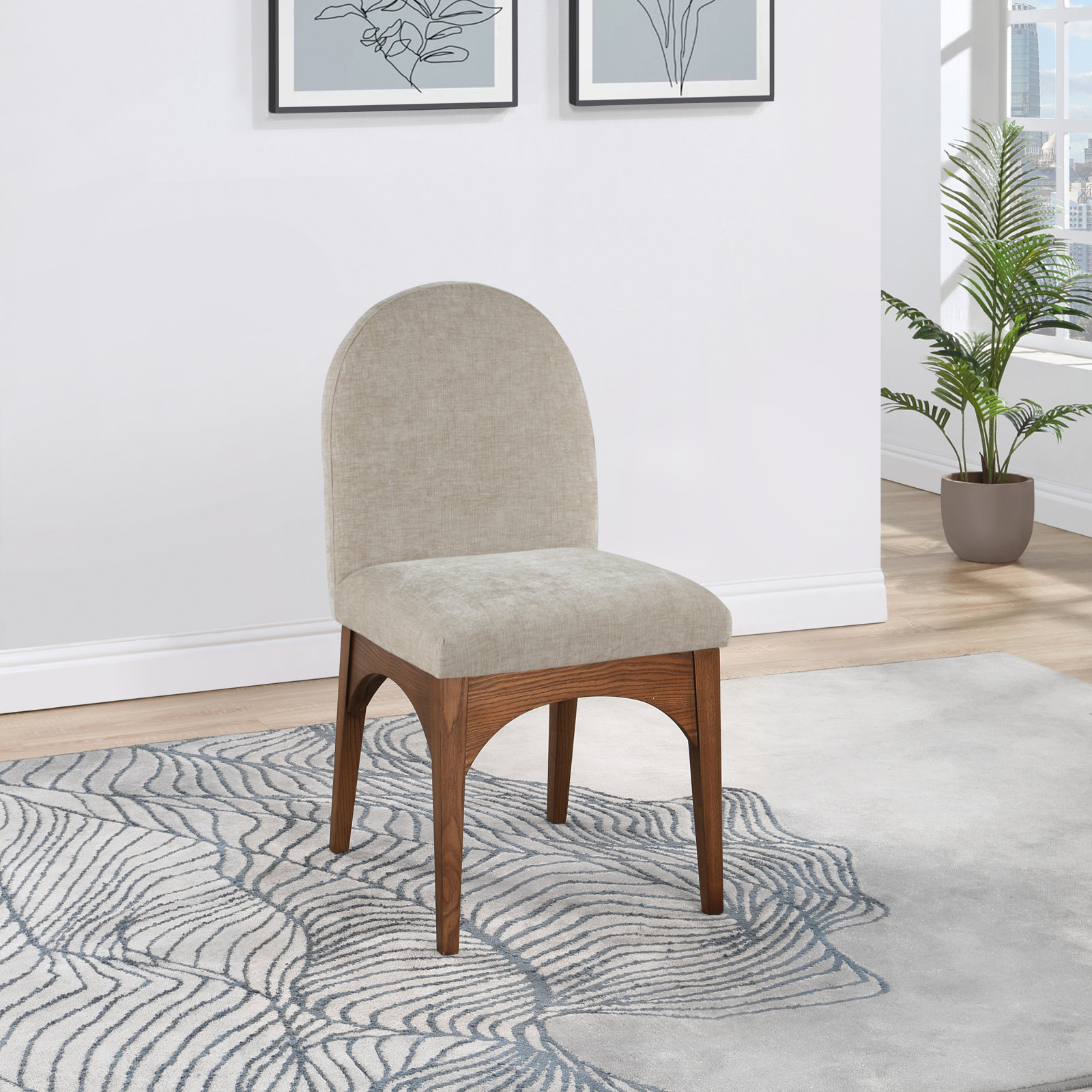 Waldorf Dining Chair, Beige, Walnut
