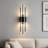 Modern Black Crystal Wall Sconce Light Fixture With Clear Glass Stem, Titanium Black Metal Finish For Bedroom, Living Room, Bathroom Vanity Lighting-314034500
