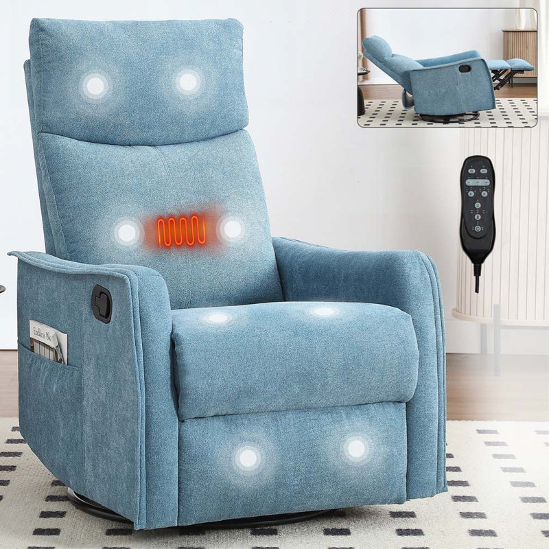 Fauteuils inclinables manuels en chenille avec massage thermique, Bleu