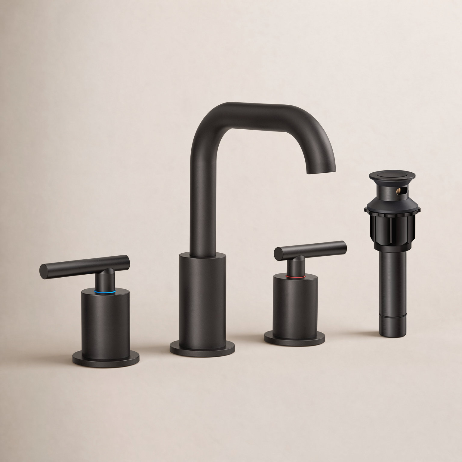 Widespread Bathroom Sink Faucet with Drain, Black