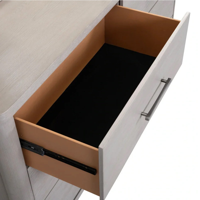 Commode large Reham, 6 tiroirs, poignées en étain, brun délavé