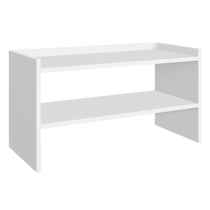 2 Tier 8 Pairs Shoe Rack Stackable Shoe Organizer Shelf, 14.2'' H X 24.4'' W X 11.7'' D