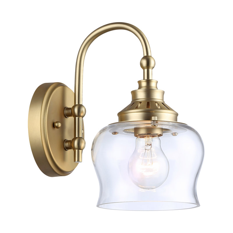 Applique murale 1 lumière avec verre transparent Marcita, Bronze champagne brossé