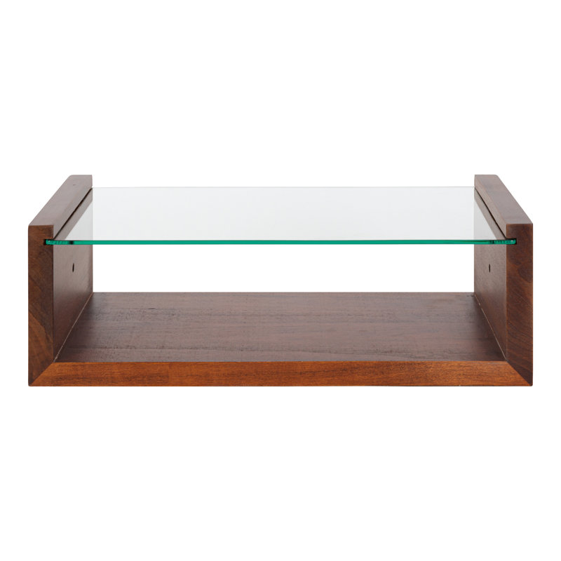 Tablette flottante en bois massif 2 pièces, Marron