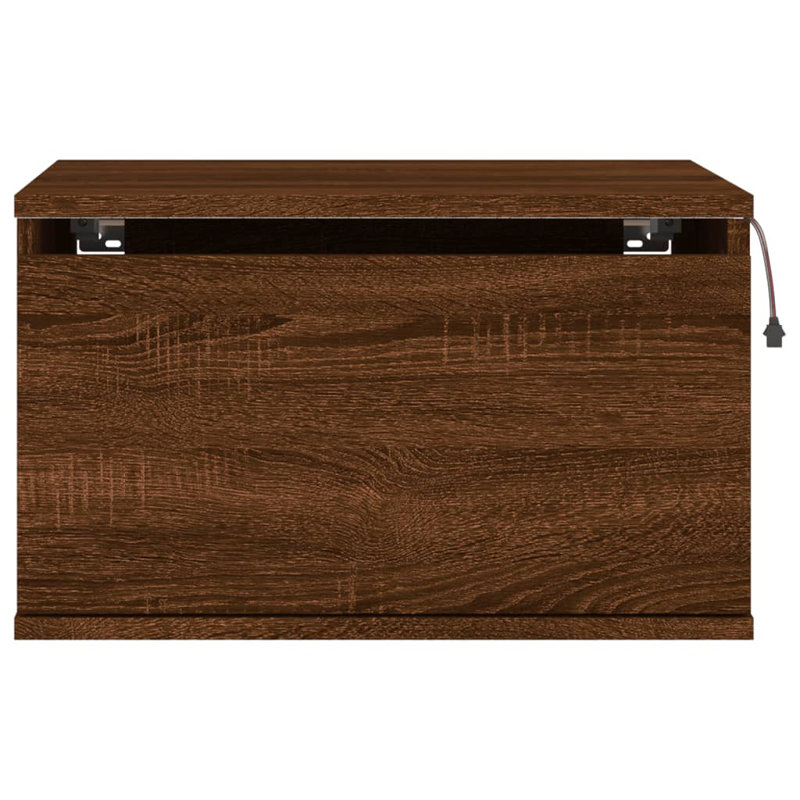 Brayle 50cm W Bedside Table, Brown Oak