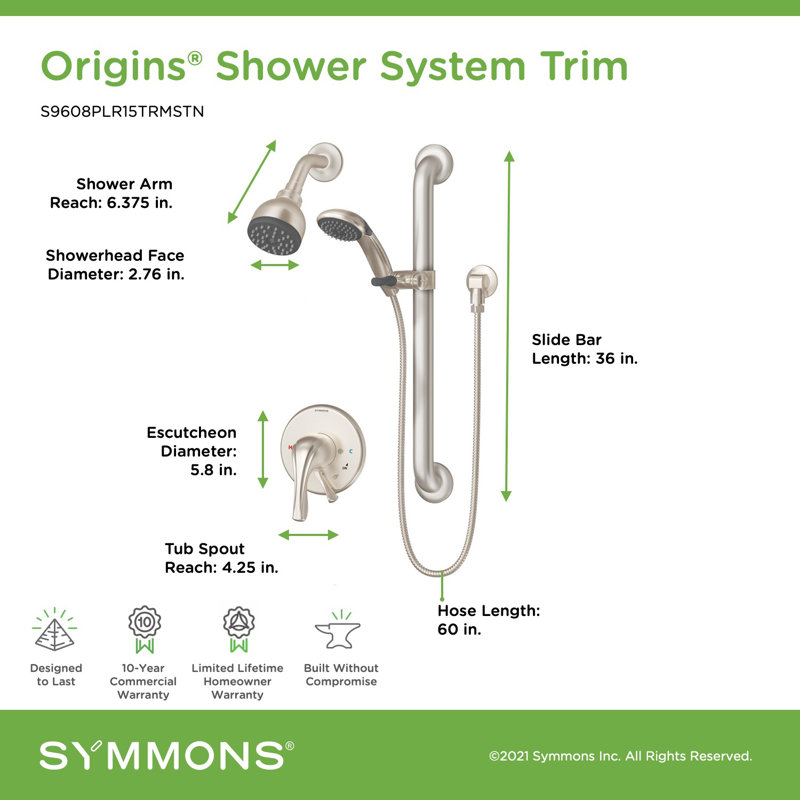 Origins 1-Spray Shower Trim with Hand Shower, Satin Nickel