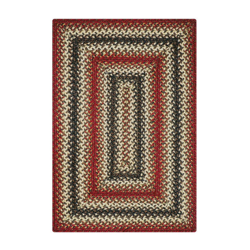 Cozell Braided Jute Non-Shedding Premium Red/Gold/Cream Rug, Rectangle 1'10" x 6'