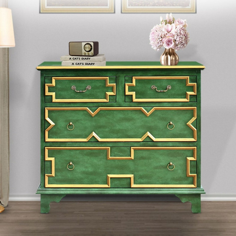 Armoire d'appoint en bois manufacturé vert massif